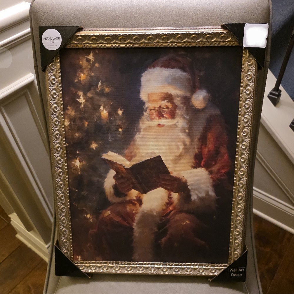 Santa Claus Reading by Candlelight Framed Art HomeGoods Petal Lane Home Christma